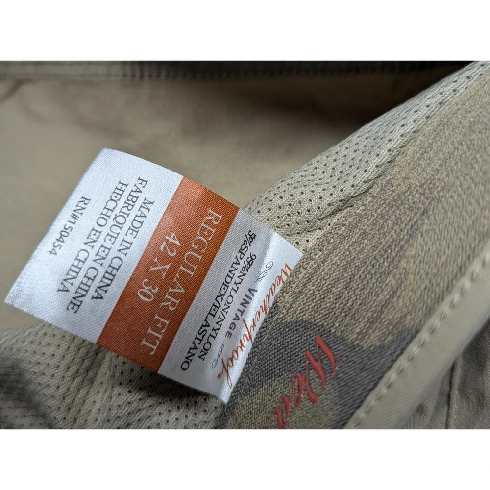 Weatherproof Vintage Men's Straight Fit Khaki Chino Pants 42x30 Stretch Tan